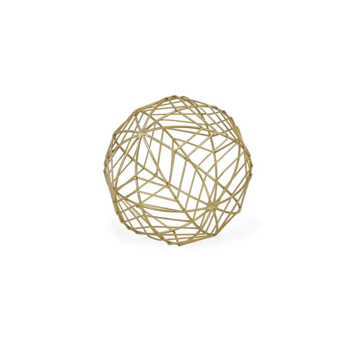 7" Gold Metal Hand Painted Decorative Orb Tabletop Sculpture