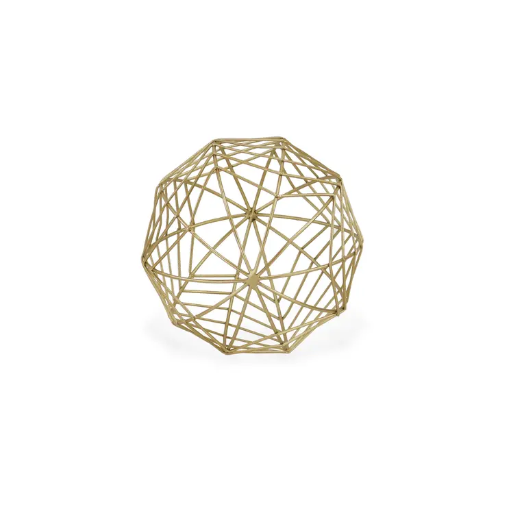 7" Gold Metal Hand Painted Decorative Orb Tabletop Sculpture