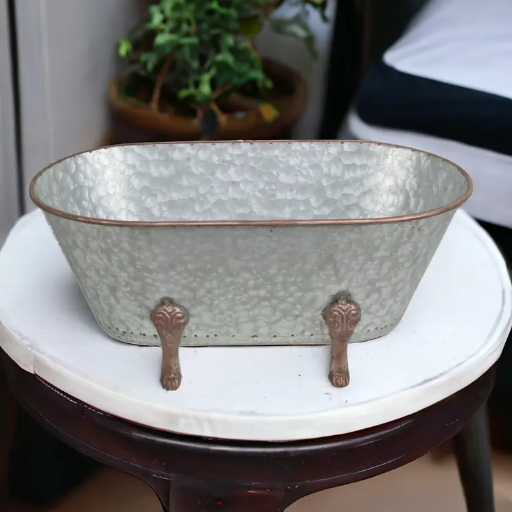 7" Gray Galvanized Metal Hand Painted Tabletop Sculpture