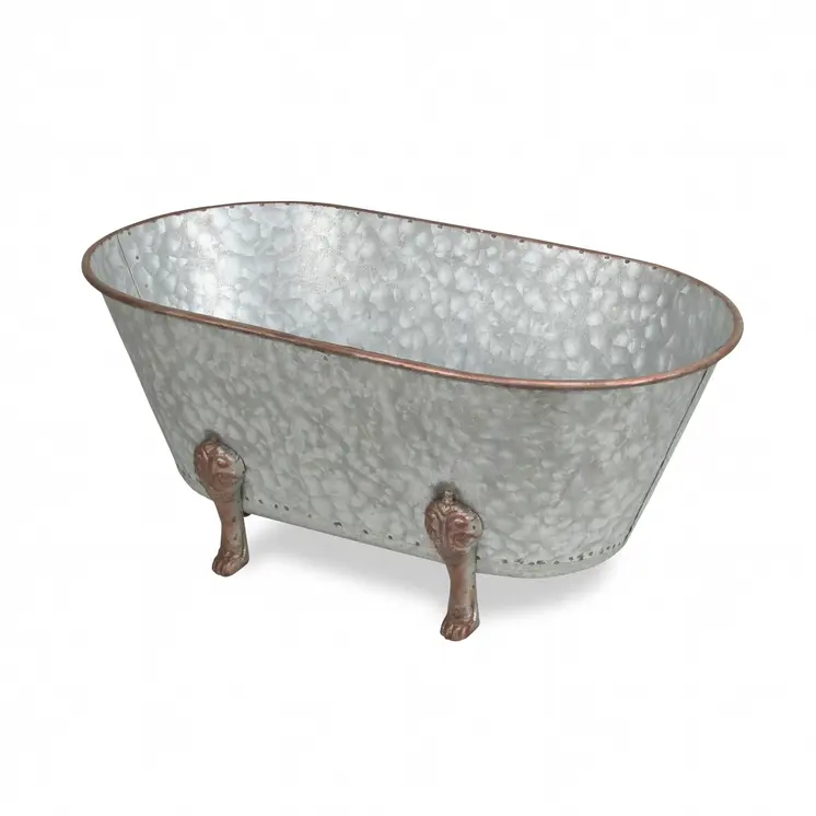 7" Gray Galvanized Metal Hand Painted Tabletop Sculpture