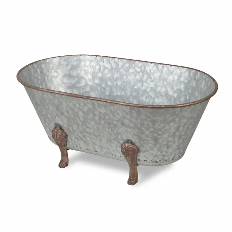 7" Gray Galvanized Metal Hand Painted Tabletop Sculpture