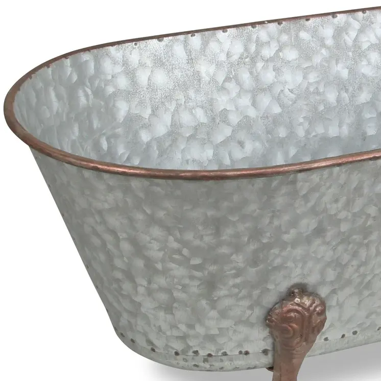 7" Gray Galvanized Metal Hand Painted Tabletop Sculpture