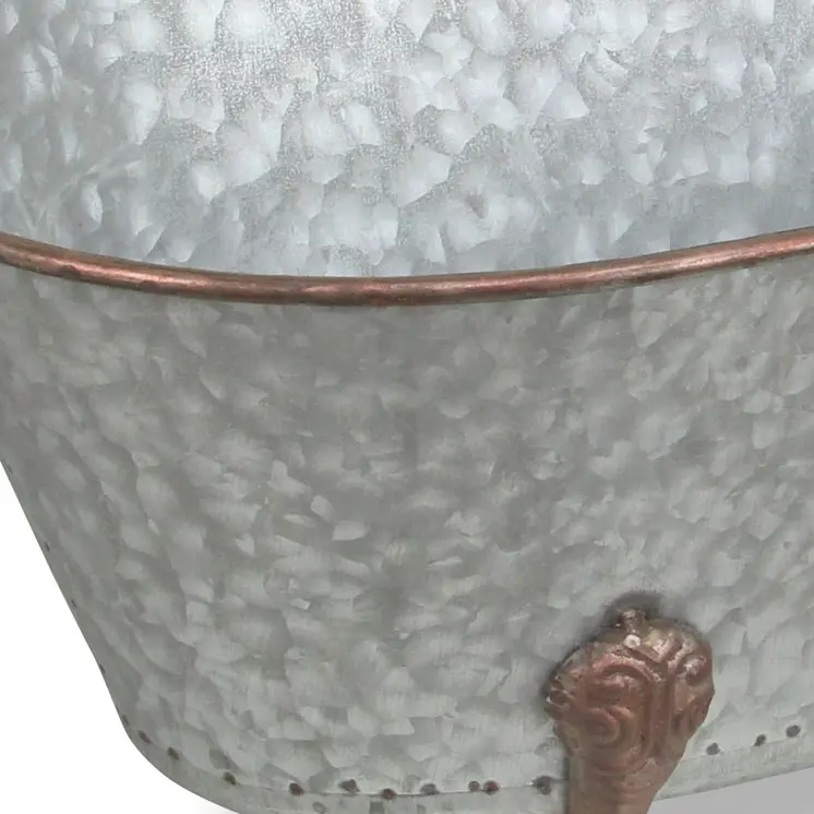7" Gray Galvanized Metal Hand Painted Tabletop Sculpture