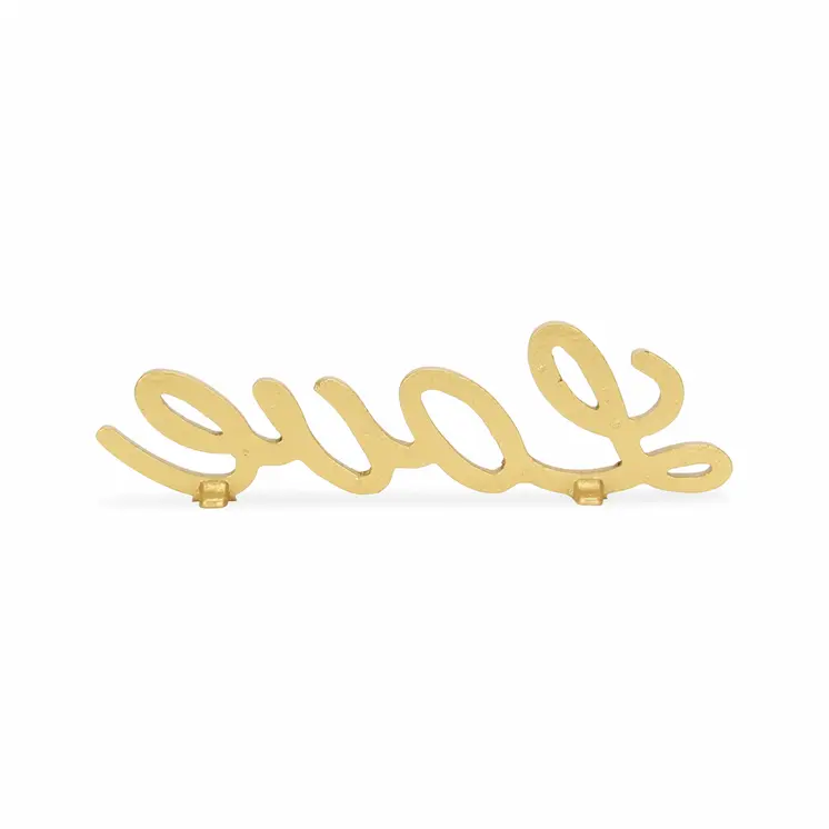 3" Gold Cast Iron Love Hand Painted Sculpture