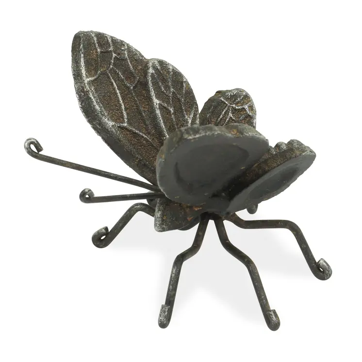 4" Black Cast Iron Butterfly Hand Painted Tabletop Sculpture