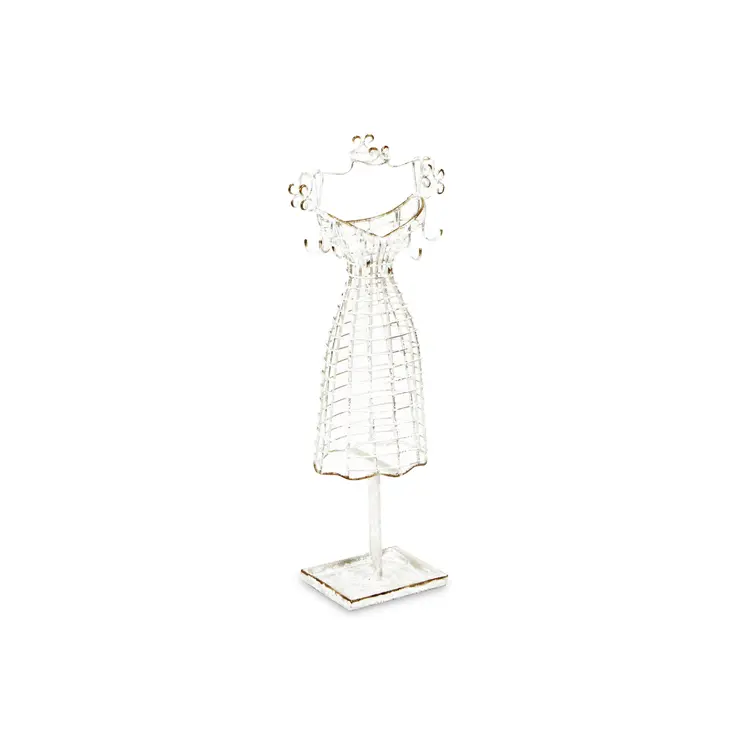 17" Silver Metal Dress Form Sculpture and Jewelry Holder