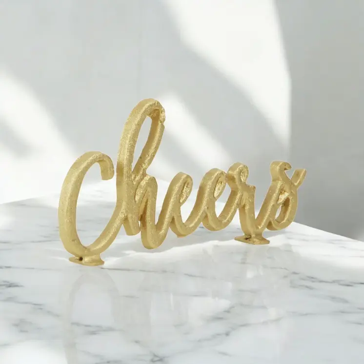 4" Gold Metal Hand Painted Tabletop Sculpture