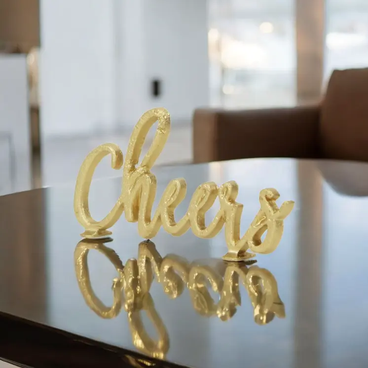 4" Gold Metal Hand Painted Tabletop Sculpture