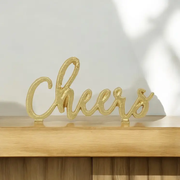 4" Gold Metal Hand Painted Tabletop Sculpture