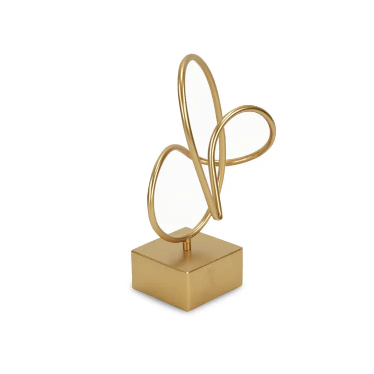 12" Gold Metal Hand Painted Tabletop Sculpture