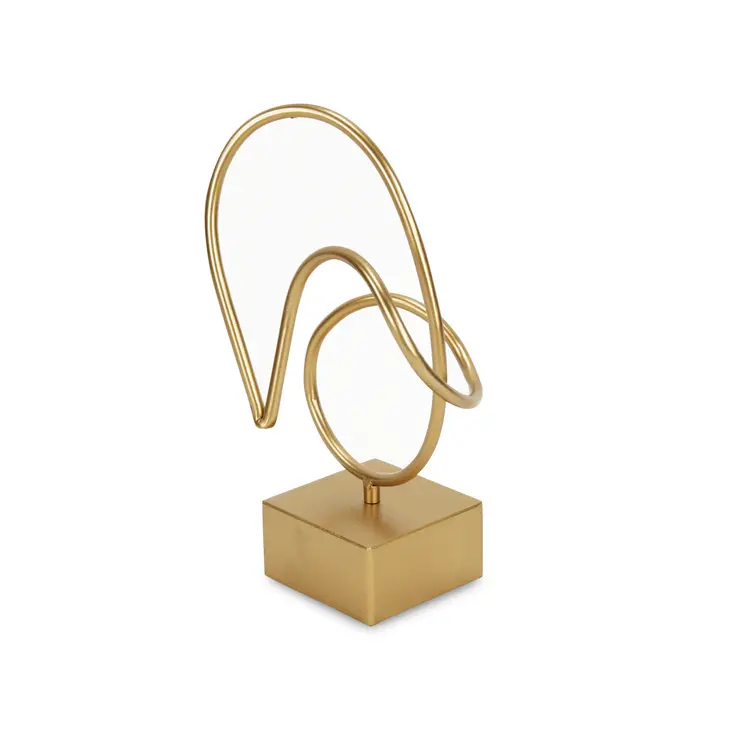 12" Gold Metal Hand Painted Tabletop Sculpture