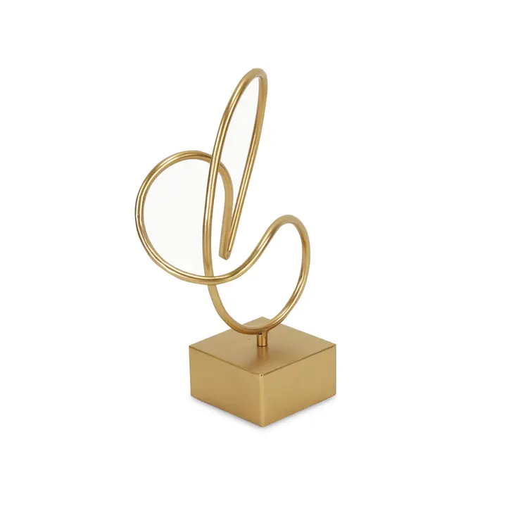 12" Gold Metal Hand Painted Tabletop Sculpture