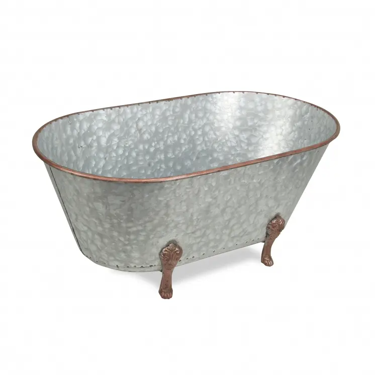 11" Gray Galvanized Metal Hand Painted Tabletop Sculpture