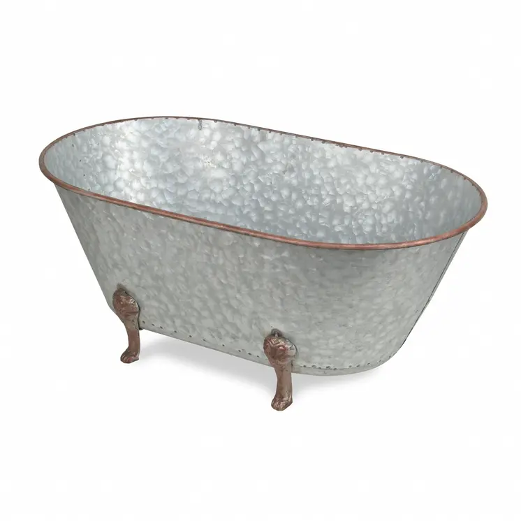11" Gray Galvanized Metal Hand Painted Tabletop Sculpture