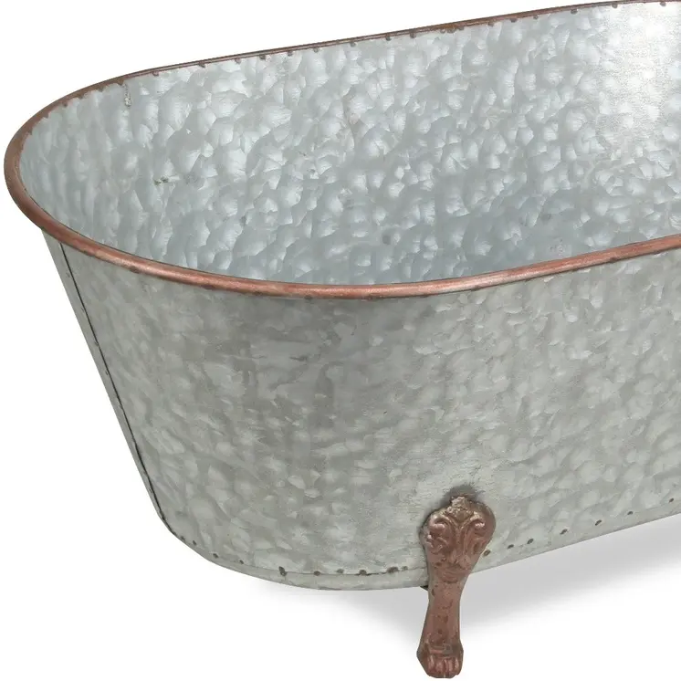 11" Gray Galvanized Metal Hand Painted Tabletop Sculpture