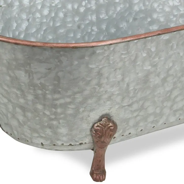 11" Gray Galvanized Metal Hand Painted Tabletop Sculpture