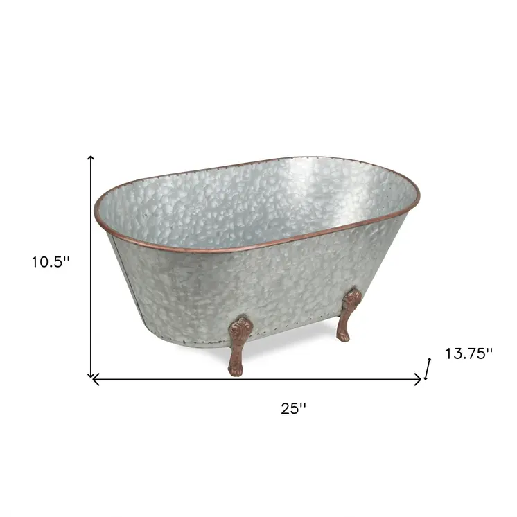 11" Gray Galvanized Metal Hand Painted Tabletop Sculpture