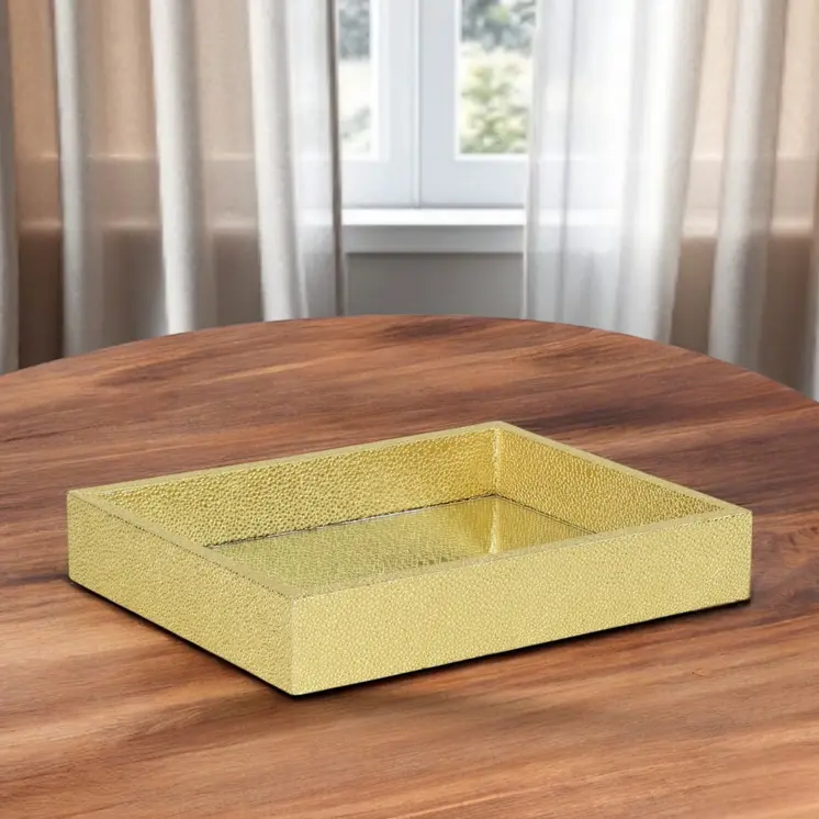 10" Gold Wood Handmade Tray
