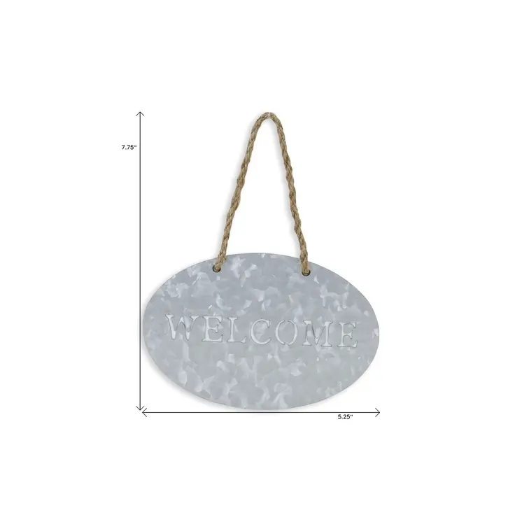 5" X 8" Gray Handcrafted Welcome Galvanized Metal Wall Decor