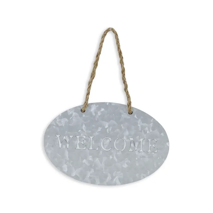 5" X 8" Gray Handcrafted Welcome Galvanized Metal Wall Decor