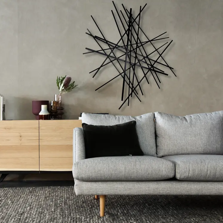 35" X 34" Black Metal Abstract Hanging Dimensional Sculpture