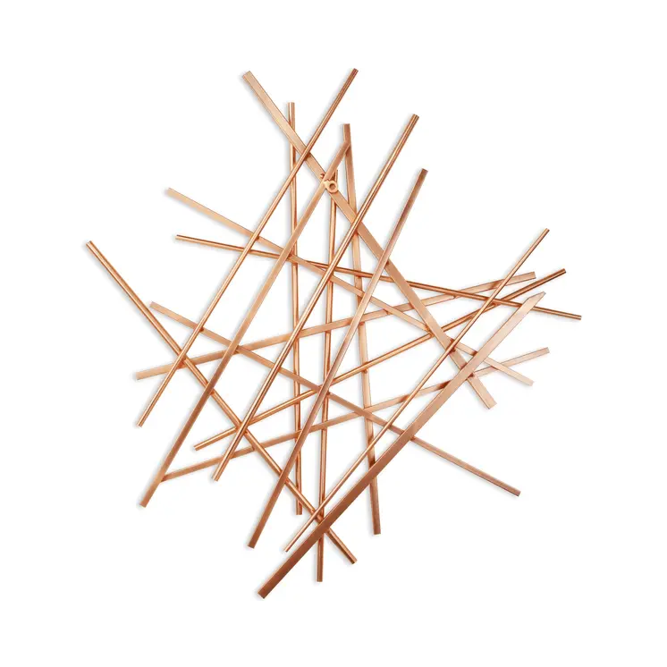 29" X 27" Rose Gold Metal Abstract Hanging Dimensional Sculpture