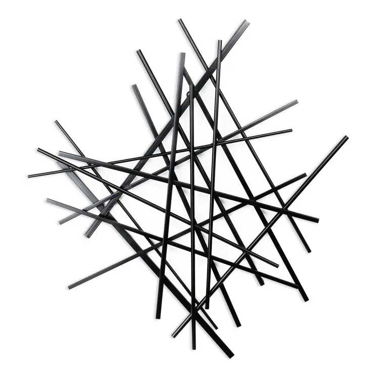 29" X 27" Black Metal Novelty Abstract Hanging Dimensional Sculpture