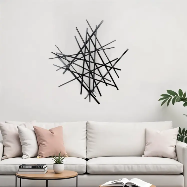 29" X 27" Black Metal Novelty Abstract Hanging Dimensional Sculpture