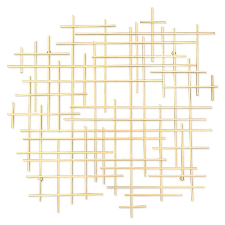 31" X 31" Gold Metal Abstract Lines Hanging Dimensional Sculpture