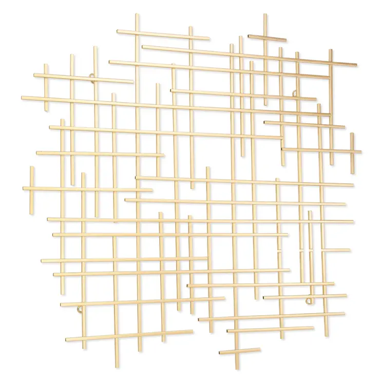 31" X 31" Gold Metal Abstract Lines Hanging Dimensional Sculpture