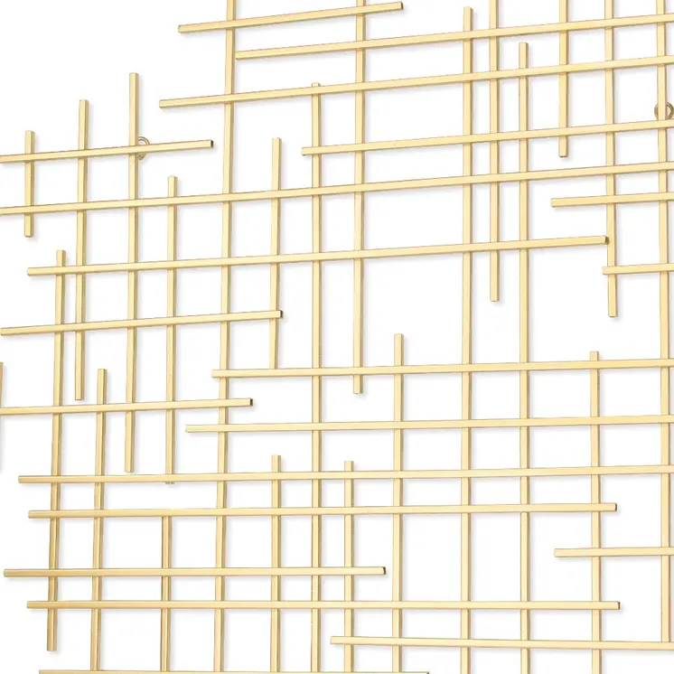 31" X 31" Gold Metal Abstract Lines Hanging Dimensional Sculpture