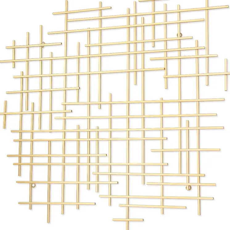 31" X 31" Gold Metal Abstract Lines Hanging Dimensional Sculpture