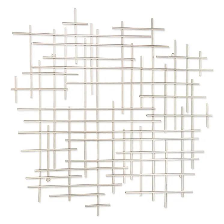 31" X 31" Silver Metal Abstract Lines Hanging Dimensional Sculpture