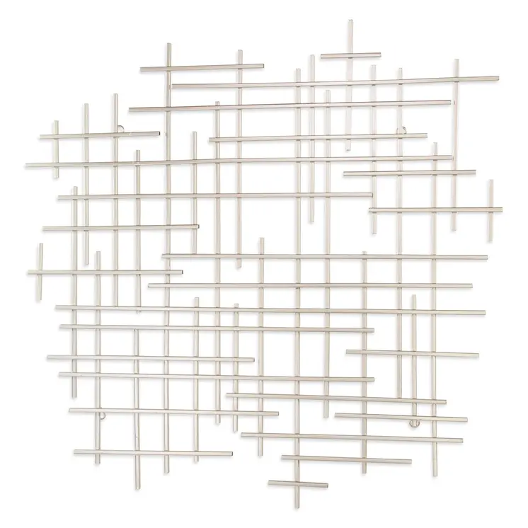 31" X 31" Silver Metal Abstract Lines Hanging Dimensional Sculpture