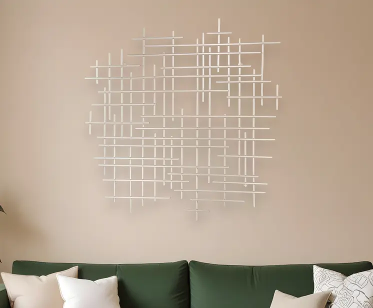 31" X 31" Silver Metal Abstract Lines Hanging Dimensional Sculpture