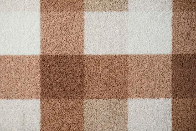 50" X 60" Ivory And Taupe Faux Sherpa Plaid Throw Blanket