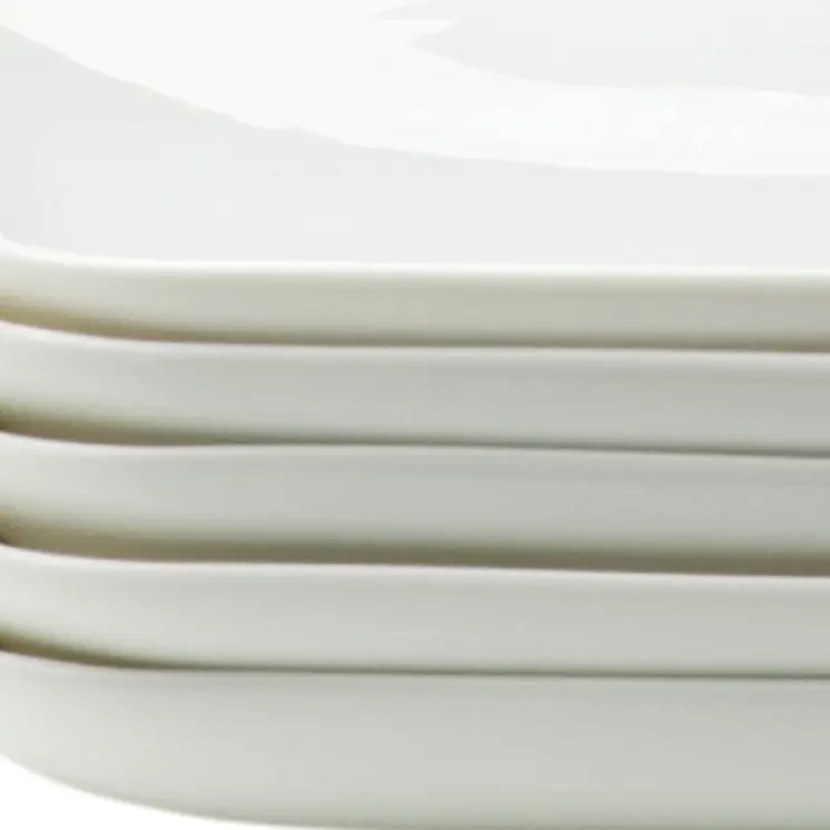 White Six Piece Rectangle Porcelain Service For Six Dinner Plate Set