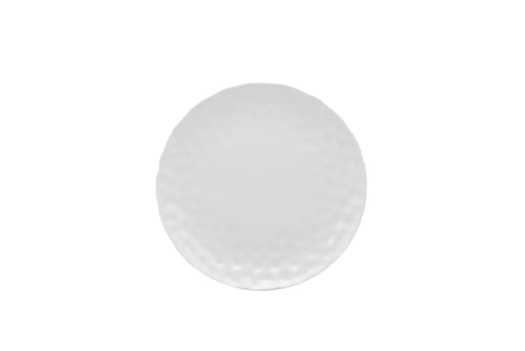 White Six Piece Round Pebbled Porcelain Service For Six Salad Plate Set