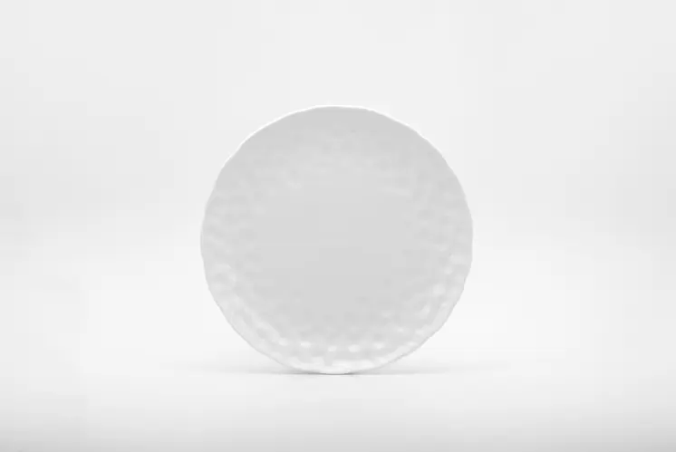 White Six Piece Round Pebbled Porcelain Service For Six Salad Plate Set