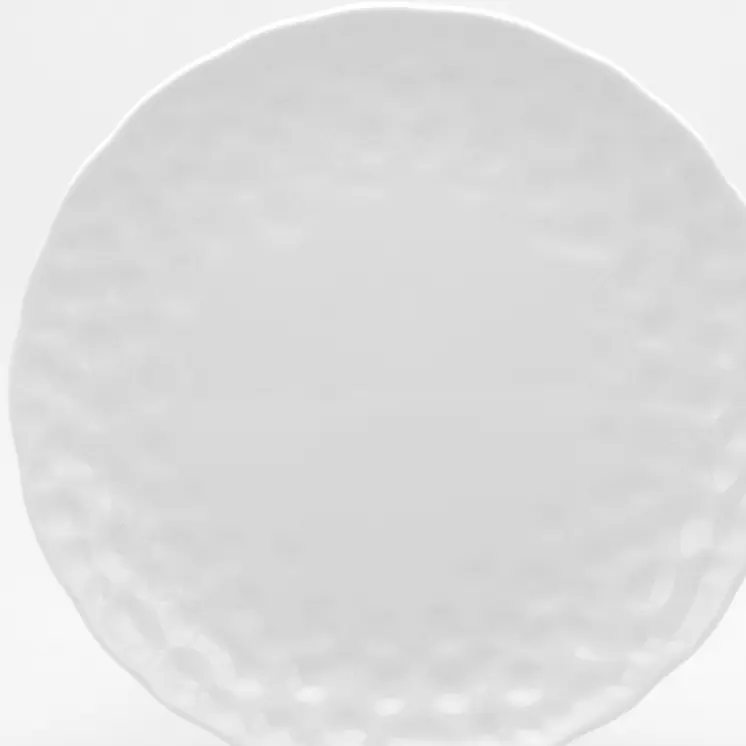 White Six Piece Round Pebbled Porcelain Service For Six Salad Plate Set