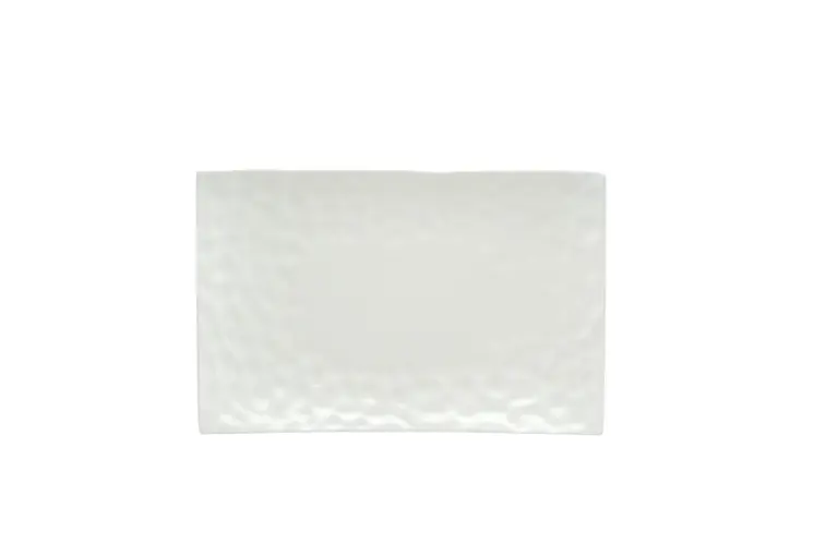 White Six Piece Rectangle Pebbled Porcelain Service For Six Salad Plate Set
