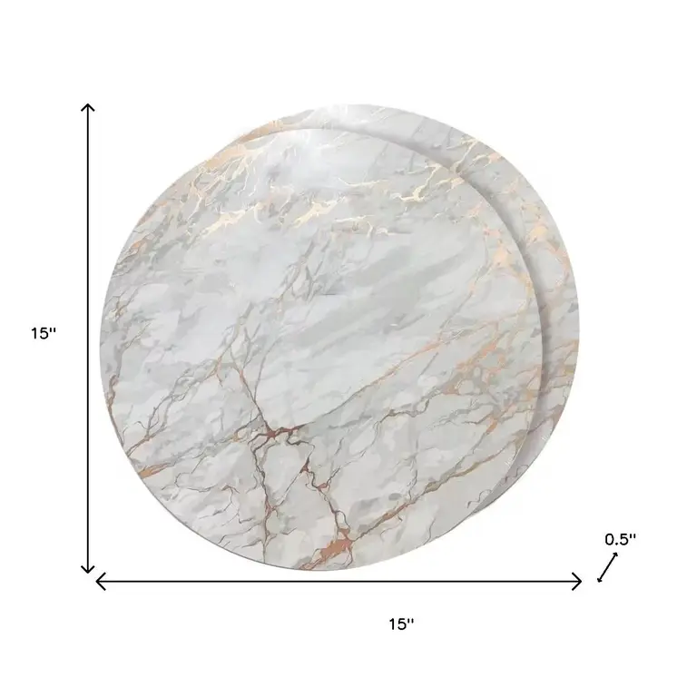 15" X 15" Gold Ivory And Gray Abstract Agglomerated cork Round Placemats
