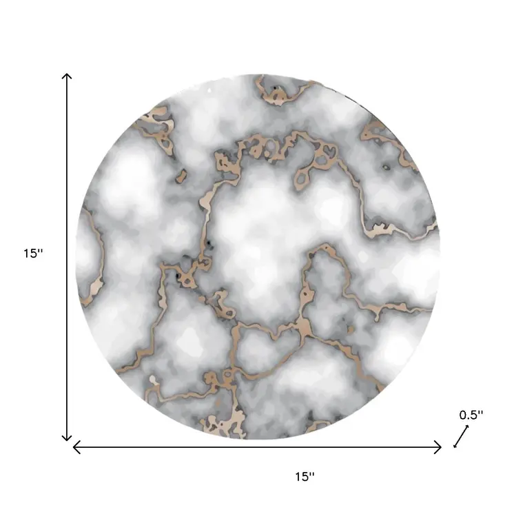 15" Set of Two Gold And Gray Abstract Round Placemats