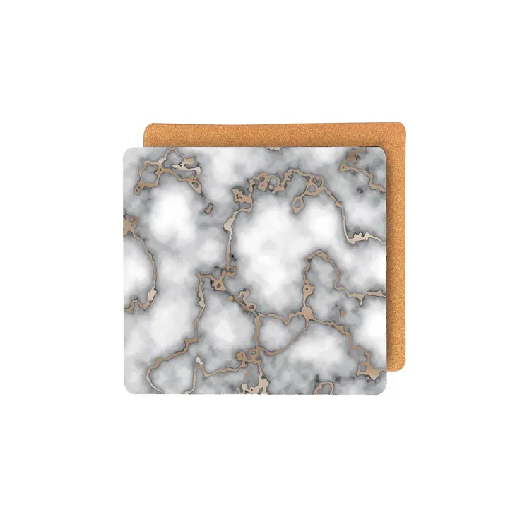 15" X 15" Gray And Gold Abstract Agglomerated cork Square Placemats