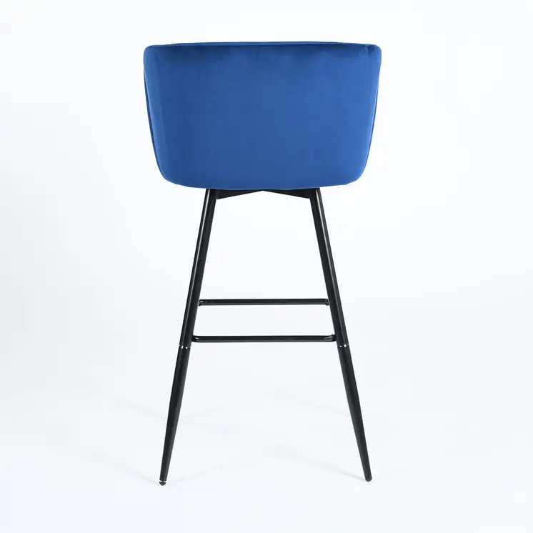 Set of Two 28" Rose And Black Velvet And Steel Low Back Bar Height Bar Chairs