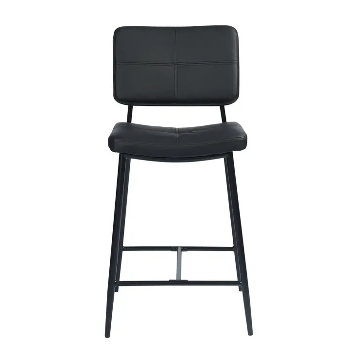 Set Of Two 36" Black Faux Leather Low Back Counter Height Bar Chairs