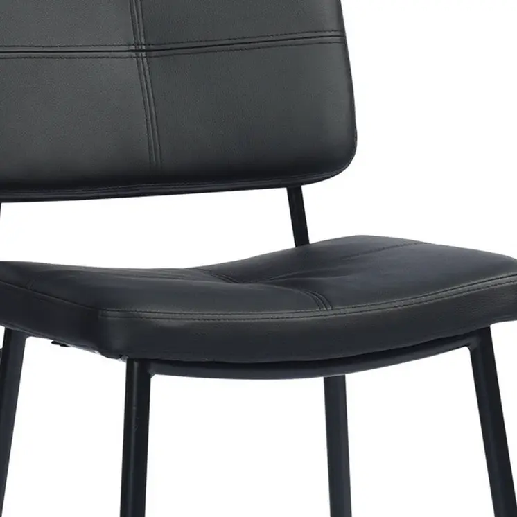 Set Of Two 36" Black Faux Leather Low Back Counter Height Bar Chairs