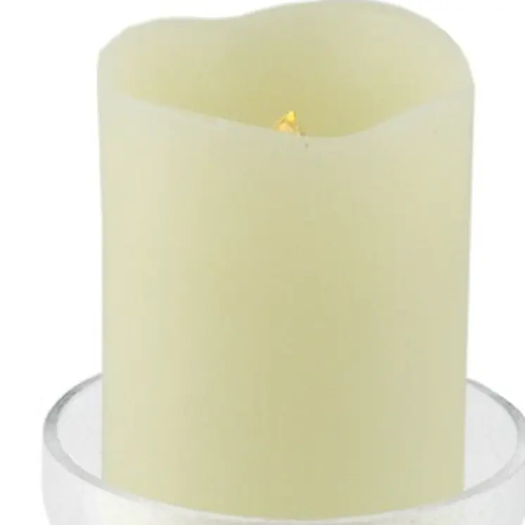 8" Clear Glass Centerpiece Pillar Candle Holder With Candle