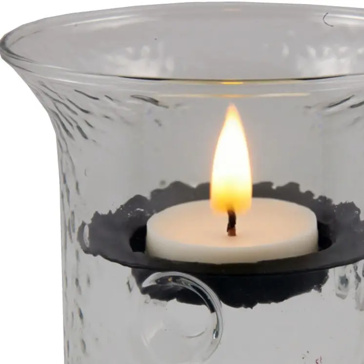 4" Clear Glass Tabletop Hurricane Candle Holder With Candle