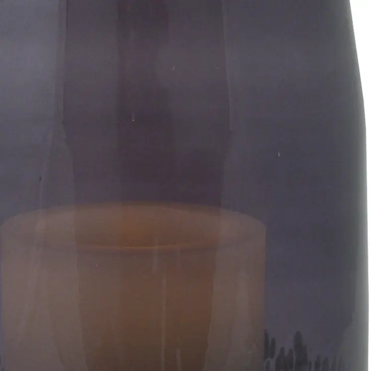 8" Gray And White Glass Tabletop Hurricane Candle Holder With Candle